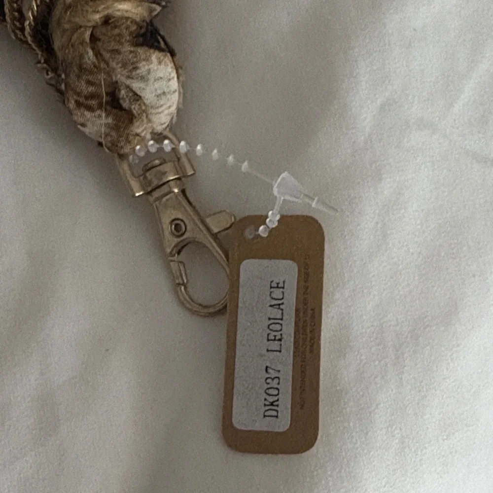 Leopard Print Keychain with Lace Accent